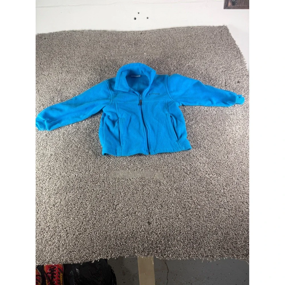 Columbia Kids Full Zip Fleece Jacket Blue Mock Neck Midweight Sweater Coat